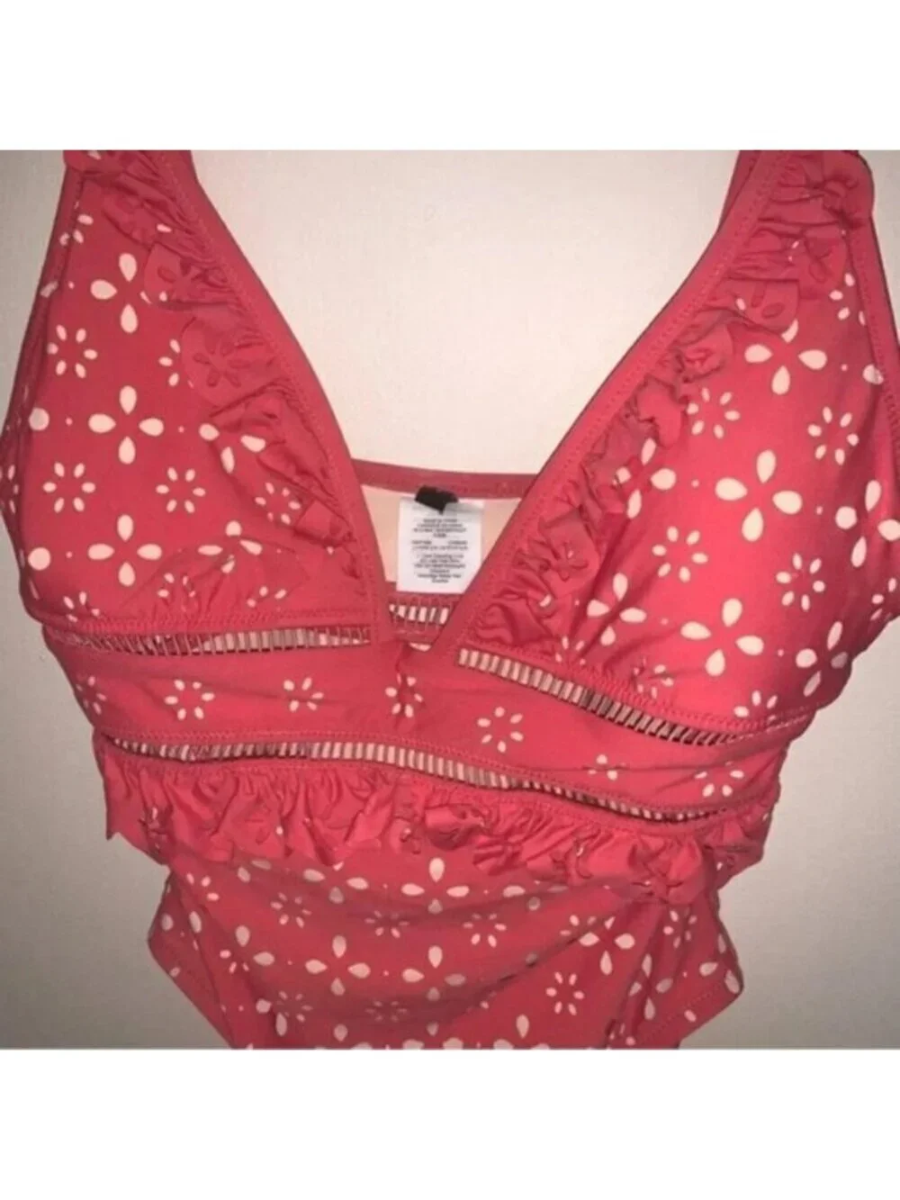 J. Crew Scalloped Ruffle Plunging One-piece Swimsuit Laser-cut Eyelet 4